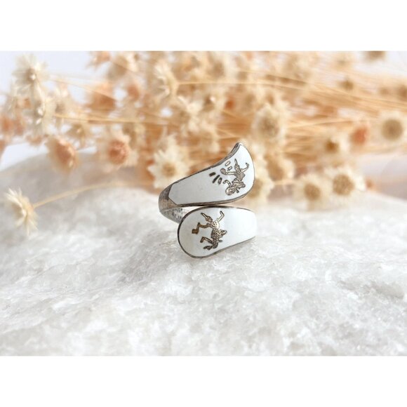 White Guilloche Wrap Siam Thai 925 Sterling Silver Vintage Ring - sz 5.25 - Picture 10 of 14